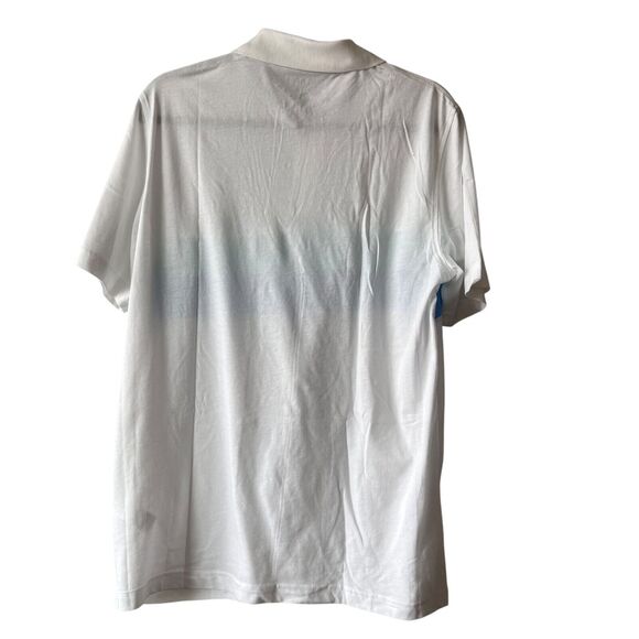 IZOD Men's Polo Shirt Size Medium Performance Stretch Blue Striped Colorblock - Picture 2 of 7